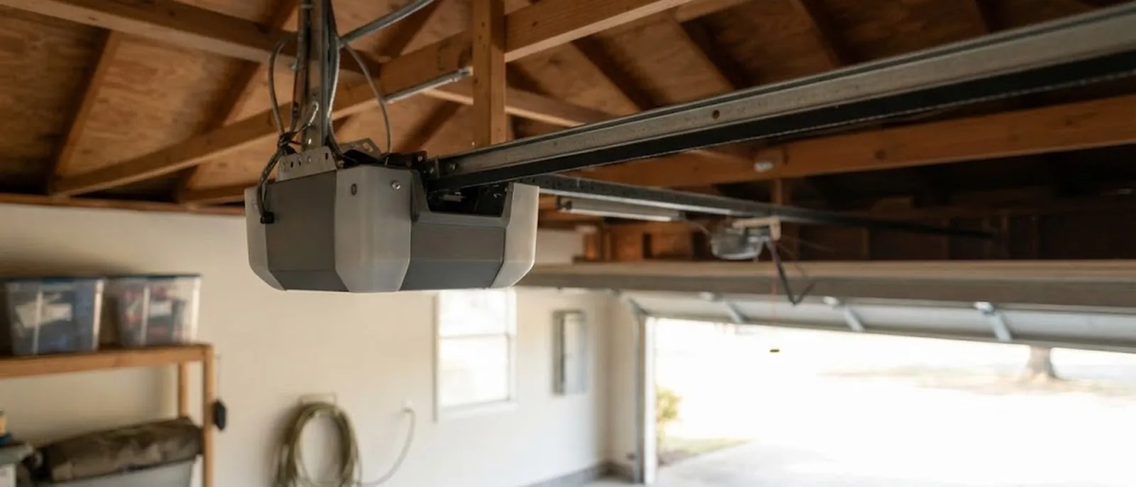 Garage door opener unit in a Union City garage
