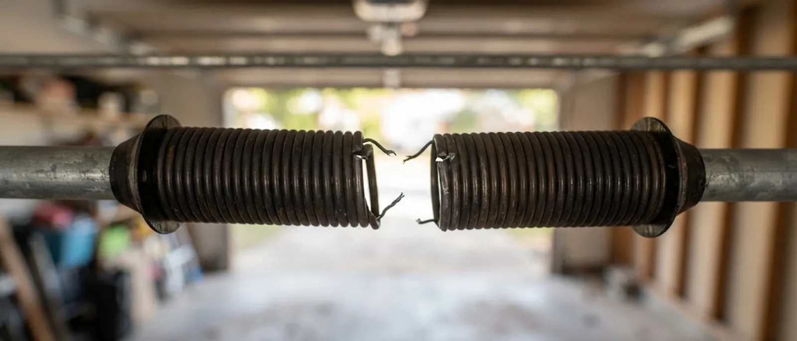 Broken torsion spring above a garage door in Union City